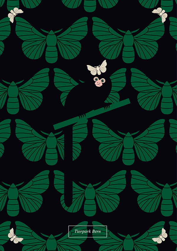 Grünes Plakat eines Zwergseidenaffens